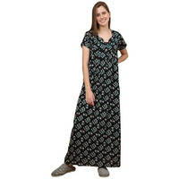 Sweet Dreams Women Printed Full Length Night Dress Black