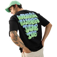 The Souled Store Official Rick & Morty: Wubba Lubba Dub Dub Men And Boys Short Sleeve Round Neck Black Graphic Printed Cotton Oversized T-Shirts