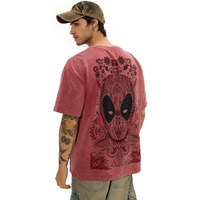 The Souled Store Official Deadpool: Anti-Hero Men And Boys Short Sleeves Round Neck Pink Graphic Printed Cotton Oversized T-Shirts