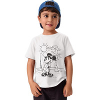 The Souled Store Official Mickey Mouse: Magic Adventure Boys Short Sleeves Round Neck White Graphic Printed Cotton T-Shirts