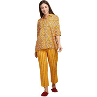 Sweet Dreams Women's Cotton Floral Pajama Set Pack Of 2 (Ocw-3797 Mustard Xl)