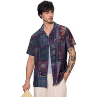 The Souled Store Dark Paisley Men And Boys Short Sleeves Collared Neck Button Front Regular Fit All Over Printed Rayon Blend Holiday Shirts