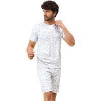 Sweet Dreams Men's Trendy Print Co-Ord Set | T-Shirt & Shorts Sets Outdoor Style | Relaxed Fit Matching Outfit For Home & Streetwear |Soft Fabric Night Suit Set M-3Xl Smoke Grey