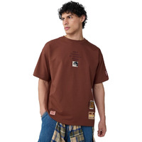 The Souled Store Baki Hanma: Badges Men And Boys Short Sleeves Round Neck Brown Embellished Cotton Oversized T-Shirts