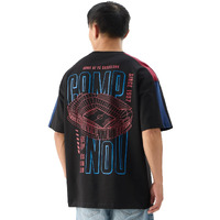 The Souled Store Official Fcb: Camp Nou Black Graphic Printed Oversized Cotton T-Shirt For Men & Boys- Short Sleeve Round Neck