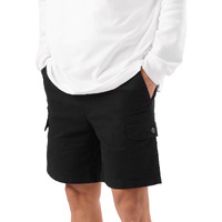 The Souled Store Solids: Deep Black Men And Boys Cotton Blend Knee Length Cargo Shorts