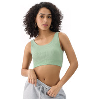 The Souled Store Jade Green Women And Girls Round Neck Sleeveless Cotton Padded Bralette Top