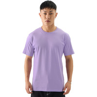 The Souled Store Solids: Deep Lavender Men And Boys Round Neck Short Sleeve Cotton Regular Fit T-Shirts