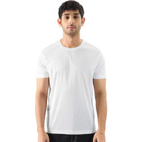 The Souled Store Solid: White Men And Boys Short Sleeve Round Neck Polyester Regular Fit Jerseys Men's T-Shirts Solid Tees Casual Fashion Regular Fit Sleeves Round Neck Solid Summer Styles Trendy