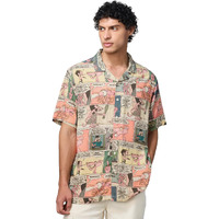 The Souled Store Pink Panther: Comics Men And Boys Short Sleeves Collared Neck Button Front Multicolor All Over Printed Viscose Oversized Shirts