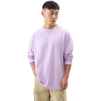 The Souled Store Solids: Pale Purple Men And Boys Round Neck Cotton Oversized Full Sleeve T-Shirts