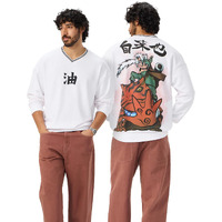 The Souled Store Naruto Shippuden: Toad Sage Men And Boys Long Sleeves V Neck White Graphic Printed Cotton Blend Oversized Sweatshirts