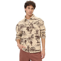 The Souled Store Rolling Hills Men And Boys Long Sleeves Collared Neck Button Front Beige And Brown All Over Printed Cotton Shackets