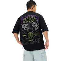 The Souled Store Rick & Morty: Existential Crisis Men And Boys Short Sleeves Round Neck Black Graphic Printed Cotton Super Oversized T-Shirts