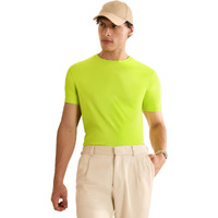 The Souled Store Lime Green Men And Boys Short Sleeves Round Neck Solid Regular Fit Cotton Supima T-Shirts