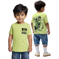 The Souled Store Hulk: The Incredible Boys Short Sleeves Round Neck Green Printed Regular Fit Cotton T-Shirts (2-8 Yrs)