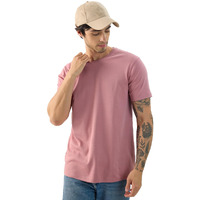 The Souled Store Soft Pink Men And Boys Short Sleeve Round Neck Cotton Regular Fit Supima T-Shirts
