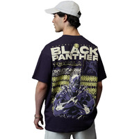 The Souled Store Black Panther: Poster Men And Boys Short Sleeves Round Neck Purple Graphic Printed Cotton Oversized T-Shirts
