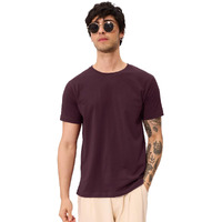 The Souled Store Official Solids: Dark Red Men And Boys Short Sleeve Round Neck Graphic Printed Regular Fit Cotton T-Shirts