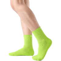 The Souled Store Souled Socks: Neon Green Men And Boys Solid Ankle Length Pull On Cotton Blend Socks