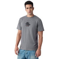 The Souled Store Relaxed T-Shirt: See You In Hell Men And Boys Short Sleeves Round Neck Grey Graphic Embroidered Cotton T-Shirts