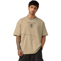 The Souled Store Harry Potter: Free Dobby Men And Boys Short Sleeves Round Neck Beige Embroidered Casualwear Streetwear Lightweight Oversized T-Shirt
