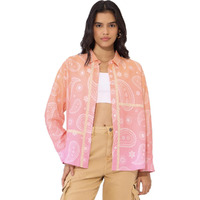 The Souled Store Mellow Paisley Women And Girls Long Sleeve Collared Neck Button Down Boyfriend Shirts Womens Boyfriend Shirts Casual Button-Down Full Sleeve Solid Short Sleeve Casual Workwear