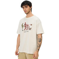 The Souled Store Official Deadpool: Corps Men And Boys Short Sleeves Round Neck White Graphic Printed Cotton Oversized T-Shirts