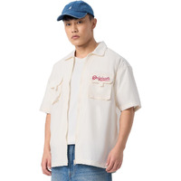 The Souled Store Solids : Off-White Men And Boys Long Sleeve Collared Neck Button Down Regular Fit Cotton Utility Shirts