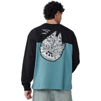 The Souled Store Star Wars: Fastest Ship Men And Boys Round Neck Blue And Black Graphic Printed Cotton Oversized Full Sleeve T-Shirts