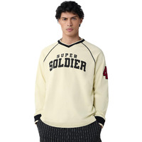 The Souled Store Captain America: Super Soldier Men And Boys Round Neck Off White Graphic Printed Cotton Oversized Full Sleeve T-Shirts