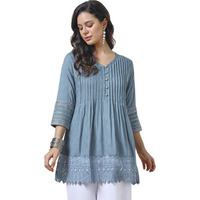 Soch Womens Grey Rayon Schiffli Tunic