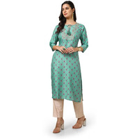 Soch Womens Green Muslin Blend Floral Print Kurta