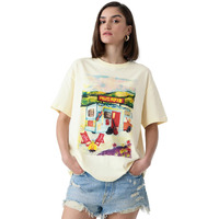 The Souled Store Caravan Women And Girls Short Sleeves Round Neck Off White Graphic Printed Cotton Oversized T-Shirts