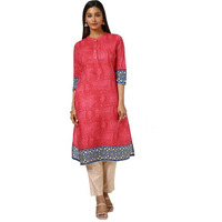 Soch Womens Fuchsia Cotton Blend Abstract Print Kurta