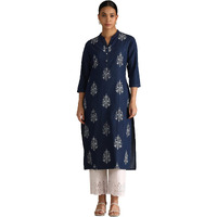 Soch Womens Indigo Denim Floral Print Kurta