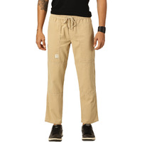 Thomas Scott Men's Relaxed Fit Pure Cotton Trousers Beige