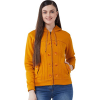 Pivl Women Solid Jacket For Winter-Mustard-L
