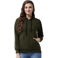 Pivl Full Sleeve Solid Women Sweatshirt_Olive, M