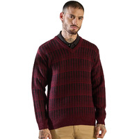 Pivl Men's Winter V Neck Sweater- Warmth And Style For The Season_Wine_Xxl