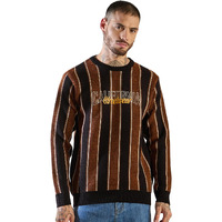 Pivl Men's Winter Round Neck Striped Sweater_Cream_M