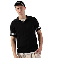 Thomas Scott Mens Cotton Half Sleeves Polo Collar T-Shirt (Tsfk19_Black,L)