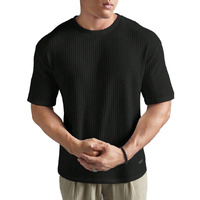 Pivl Men's Summer Round Neck Half Sleeves T-Shirt-M-Black