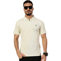 Thomas Scott Men's Cotton Short Sleeve Solid Regular Fit Polo Tshirt(Ccktt08_Cream_L)