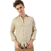 Thomas Scott Men's Spread Collar Long Sleeve Slim Fit Textured Casual Shirt(Ts1662_Lightgreen_Xl)