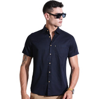 Thomas Scott | Men's | Solid Color | Regular Fit | 100% Cotton | Short Sleeve | Spread Collar | Shirts For Men (Available In Plus Size) (Ts1037_Navy)