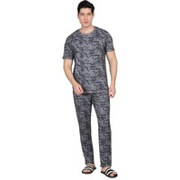 Sweet Dreams Men's Printed Pyjama Co-Ords Set Dark Grey