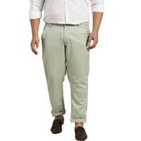 Sojanya Plus (Since 1958) Men's Cotton Blend Pista Green Solid Trousers, Size: 44