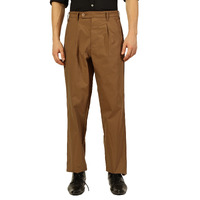 Thomas Scott Men Regular Fit Smart Pleated Trousers(Tsb065A_Brown_34)