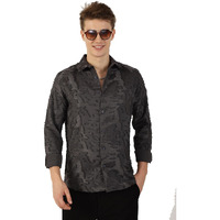 Thomas Scott Mens Full Sleeves Slim Fit Printed Casual Shirt (Ts1708_Grey, L)
